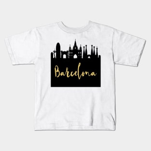 BARCELONA SPAIN DESIGNER SILHOUETTE SKYLINE ART Kids T-Shirt